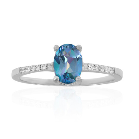 Taubenblauer Mystik-Topas-Silberring