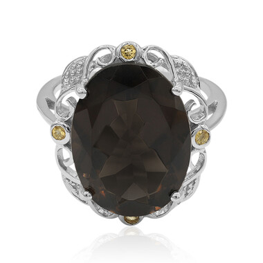 Anello in argento con Quarzo Fumè
