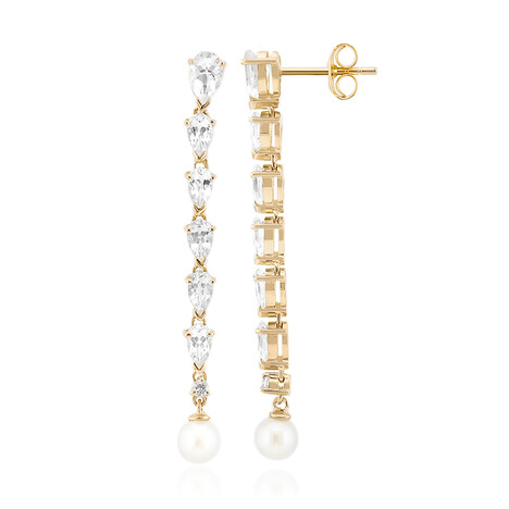 Zilveren oorbellen met witte topaasstenen