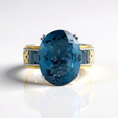 Anello in argento con Topazio Blu Londra