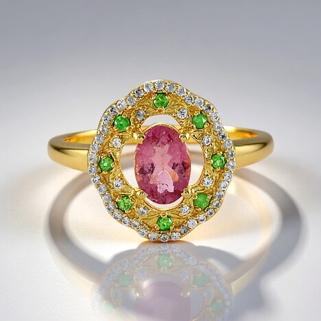 Bague en argent et Tourmaline rose du Nigéria