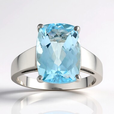 Anillo en plata con Topacio azul cielo