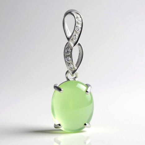 Pendentif en argent et Chrysoprase impériale