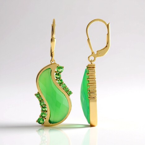 Orecchini in argento con Calcedonio Verde (KM by Juwelo)