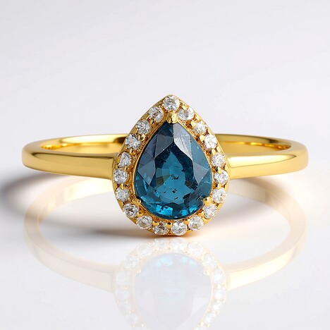Anello in argento con Cianite Blu Foglia di Tè