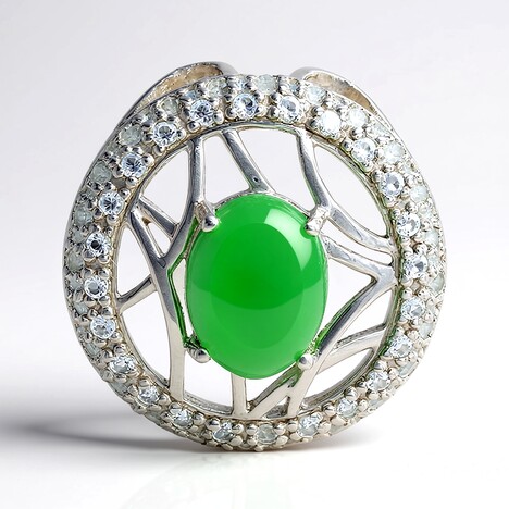Ciondolo in argento con Crisoprasio Imperiale