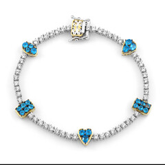 Neonblauer Apatit-Silberarmband