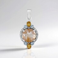 Colgante en plata con Cuarzo rutilado cobre