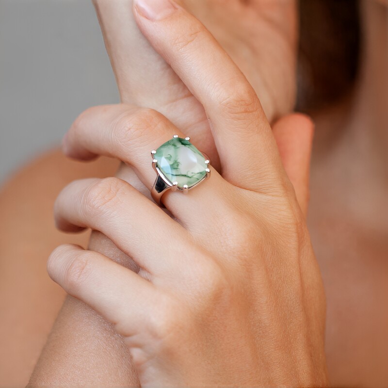 Moosachat-Silberring