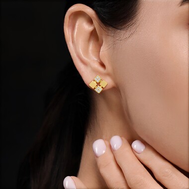 Boucles d'oreilles en argent et Diamant I4 (J)