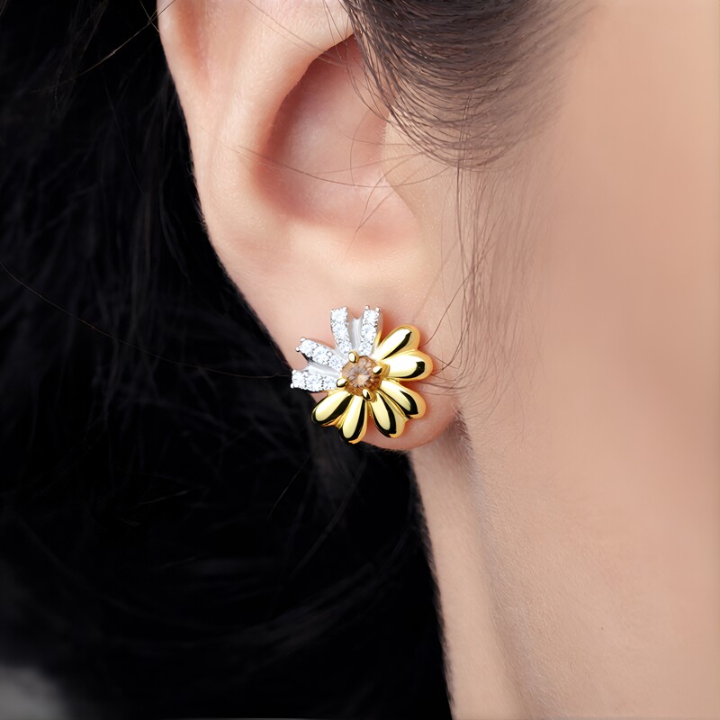 I2 Champagner-Brillant-Goldohrringe (de Melo)