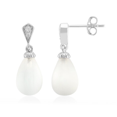 Zilveren oorbellen met Witte Chalcedonen