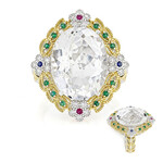 Zilveren ring met een witte kwarts (Gems en Vogue)