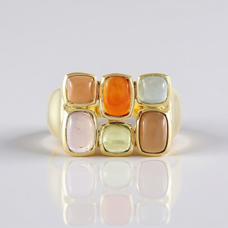 Bague en argent et Pierre de lune chocolat (KM by Juwelo)
