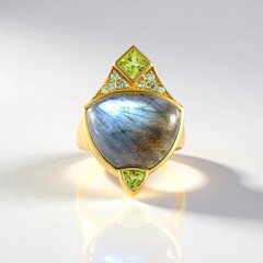 Anello in argento con Labradorite Verde Maniry (KM by Juwelo)