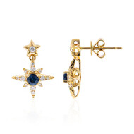 Blauer Ceylon-Saphir-Goldohrringe