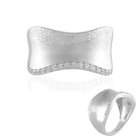 Zilveren ring met zirkonen (de Melo)