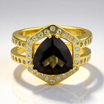 Anello placcato in oro con Quarzo Fumè