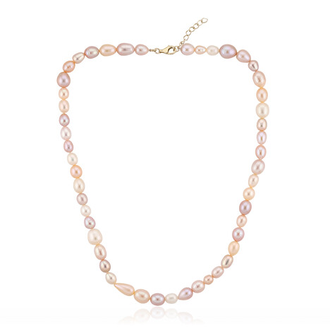 Collier en argent et Perle de culture d'eau douce de couleur pêche (TPC)