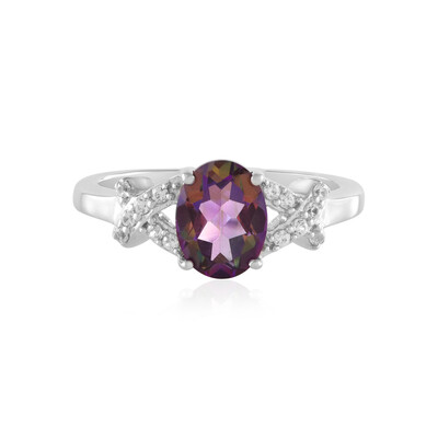 Bague en argent et Topaze mystique pourpre
