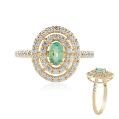 Anillo en oro con Esmeralda color Paraiba