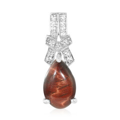 Pendentif en argent et Œil-de-tigre rouge