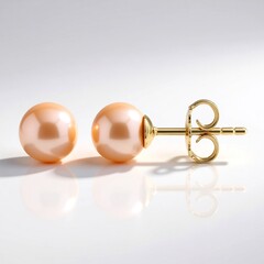 Orecchini in argento con Perla Ming color Pesca