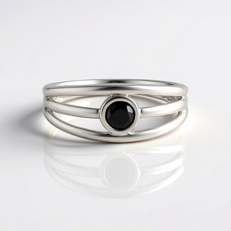 Anello in argento con Diamante Nero (de Melo Essence)