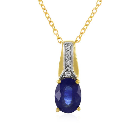 Collana in argento con Zaffiro Blu del Madagascar