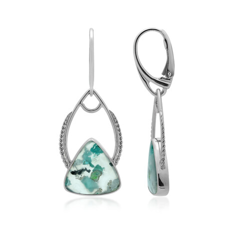 Zilveren oorbellen met Gem silica (Bali Barong)