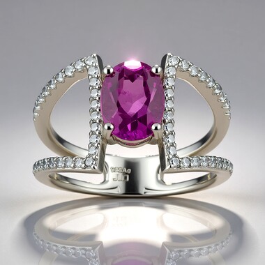 Anillo en plata con Fluorita rosa