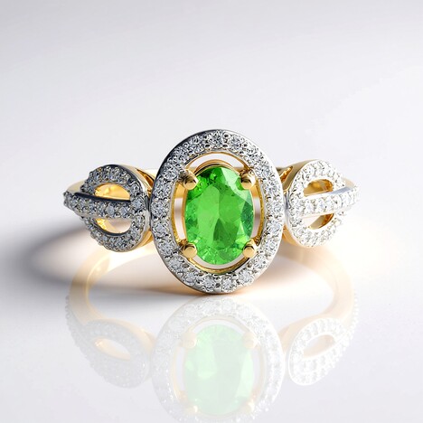Anello in oro con Tsavorite dalla Tanzania AAA (SUHANA)