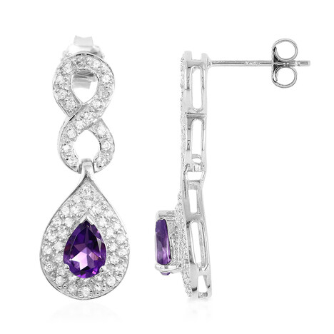 Boucles d'oreilles en argent et Améthyste de Zambie