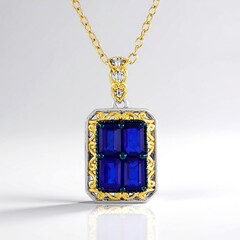 Collier en argent et Spinelle bleu cobalt