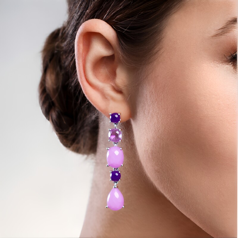 Pendientes en plata con Cuarzo lila