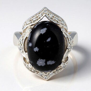 Schneeflocken-Obsidian-Silberring