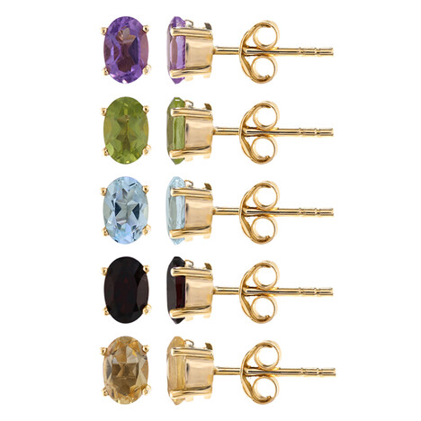 Edelstein-Silberohrringe-Set 5 Paar