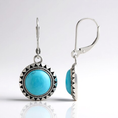 Boucles d'oreilles en argent et Turquoise bleue de Mohavie (Jones Lee)