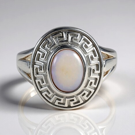 Bague en argent et Opale blanche