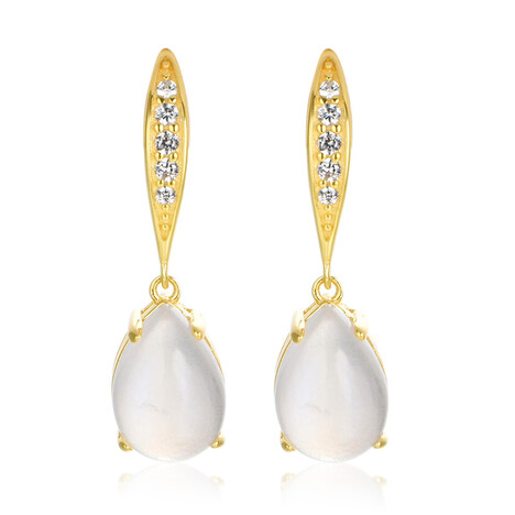 Pendientes en plata con Piedra de luna arco iris de Tanzania