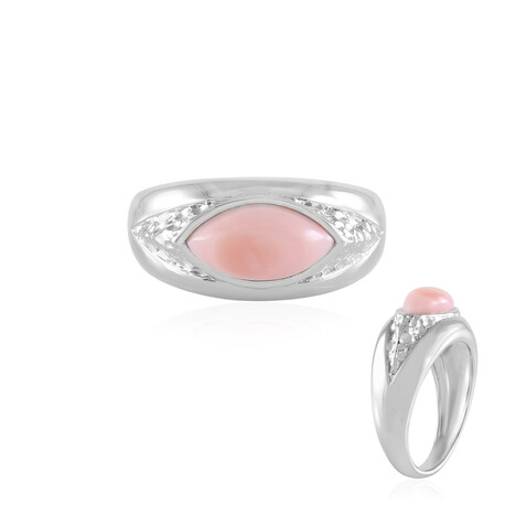 Zilveren ring met een roze opaal (de Melo Essence)