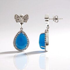 Orecchini in argento con Calcedonio Blu