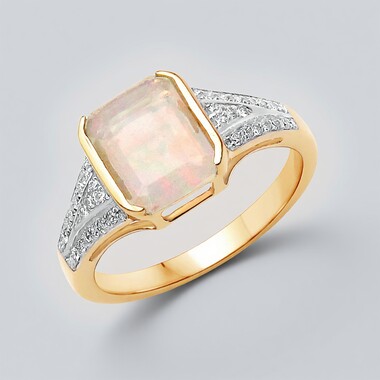 Anello in oro con Opale di Welo AAA (AMAYANI)