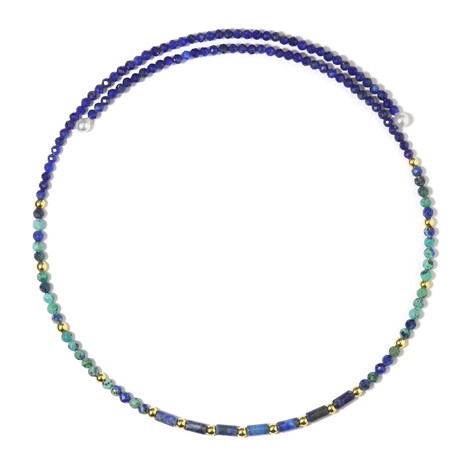 Collar al cuello en acero con Lapislázuli (Riya)