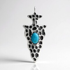 Pendentif en argent et Turquoise bleue de Mohavie (Jones Lee)