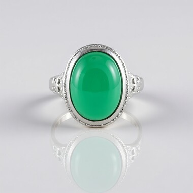 Bague en argent et Onyx vert