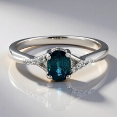 Anello in argento con Cianite Blu Foglia di Tè