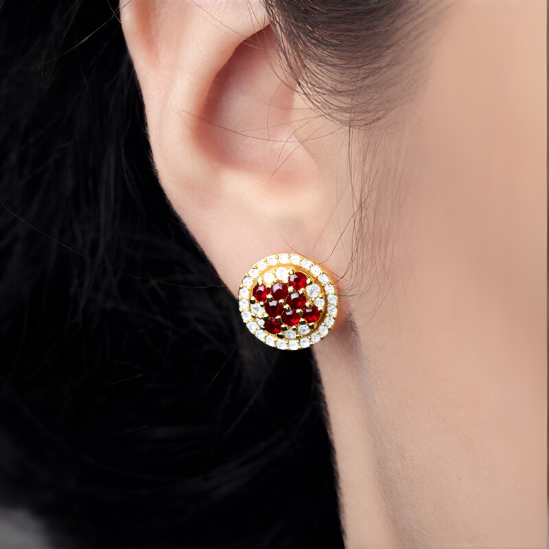 Tansania-Rubin-Silberohrringe (Adela Silber)