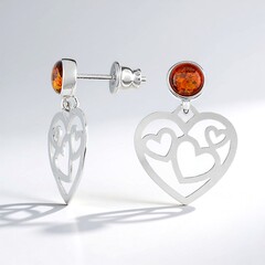 Orecchini in argento con Ambra Baltica Cognac (dagen)