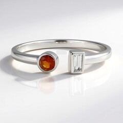 Bague en argent et Topaze blanche